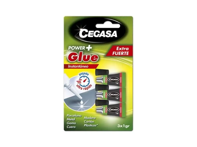 Cegasa Power Glue Confezione da 3 Colle Istantanee 1gr - Colore Trasparente - immagine 1