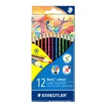 Staedtler Noris colour 185 Nero Blu Marrone Verde Azzurro Verde chiaro Magenta Arancione Pesca Rosso Viola Giallo 12 pz - immagine 1