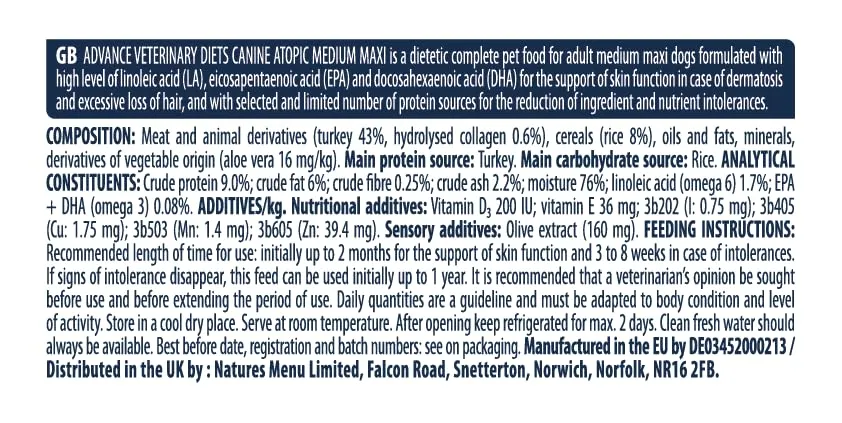 Advance Diets Cibo Umido per Cani - Atopic - 6 scatolette da 400g - immagine 7