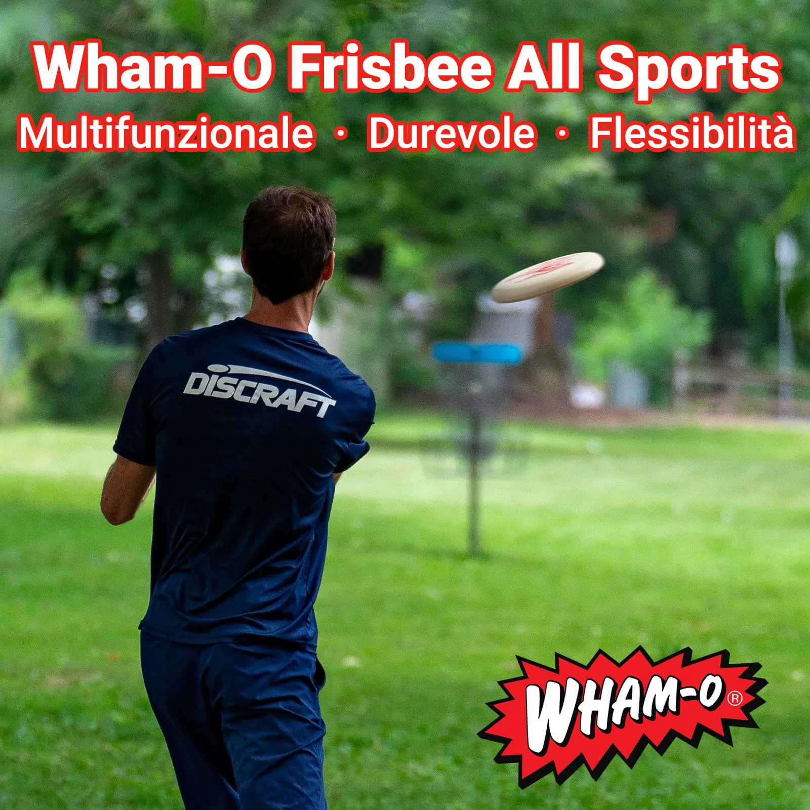 Wham-O Frisbee all Sport Disc 140g, 25.02cm, Impugnatura Resistente e Antiscivolo per Giochi all'aperto, Perfetto per Gli Sport di Squadra e Il Divertimento in Famiglia (81116-V1-2PACK) - immagine 3