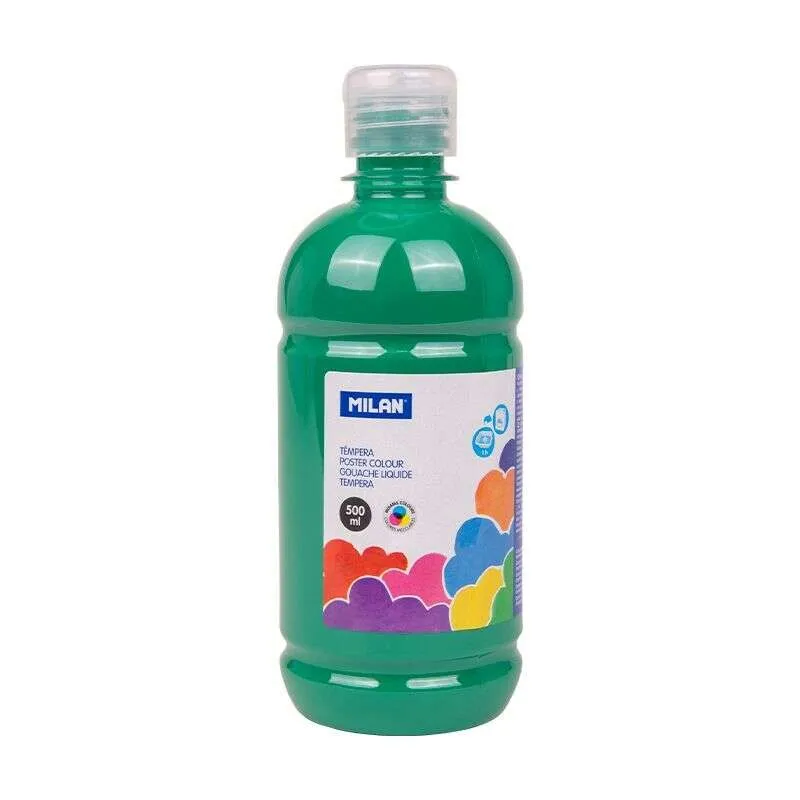 Flacone di tempera Milan da 500 ml - Tappo dosatore - Asciugatura rapida - Miscelabile - Verde scuro - immagine 1