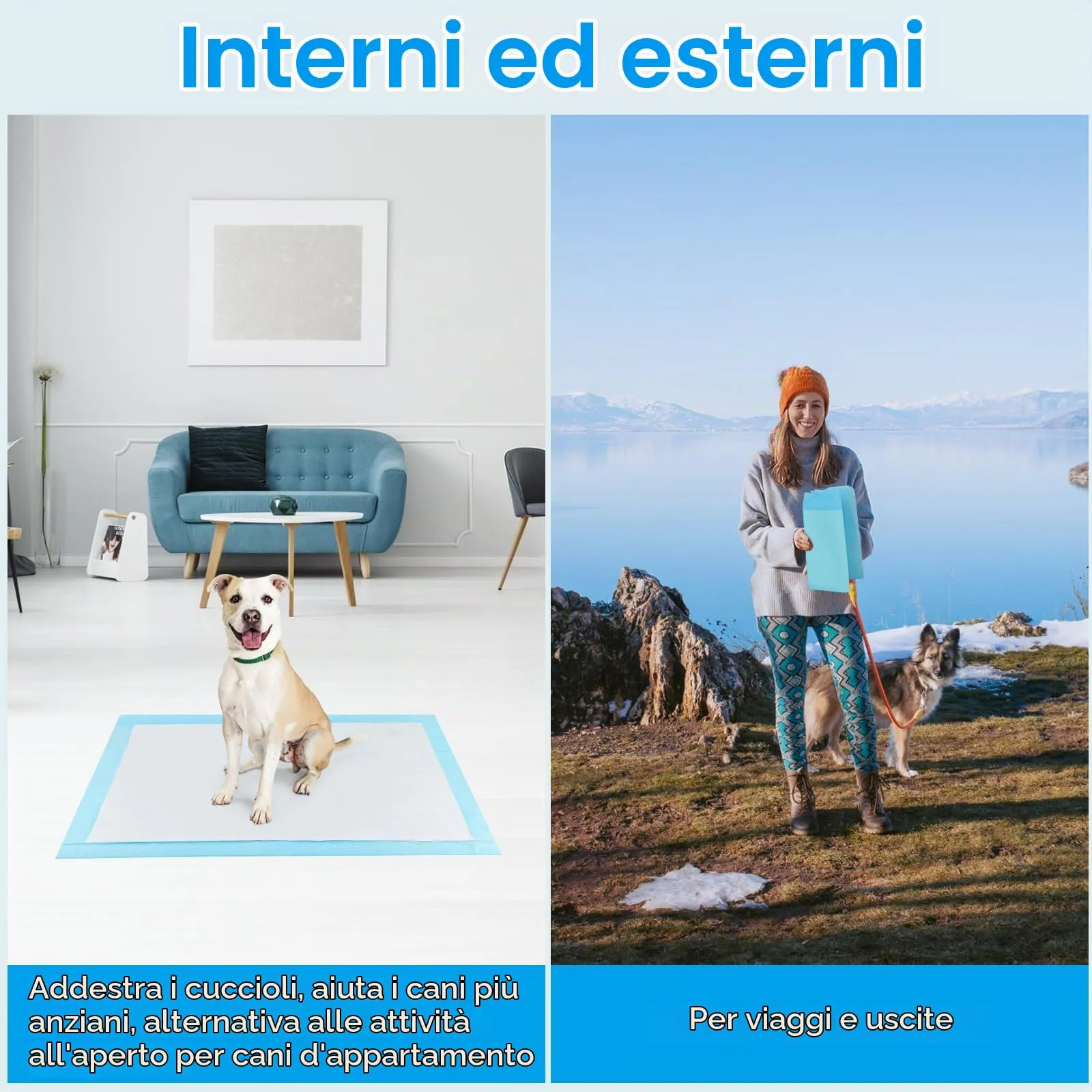 YAMAIDUO 100 Pezzi Tappetini Igienici per Cani, 60 x 60cm Traverse Cani, 5 Strati Tappetini Assorbenti per Cani, Tappetini Cane Superficie ad Asciugatura Rapida - immagine 4