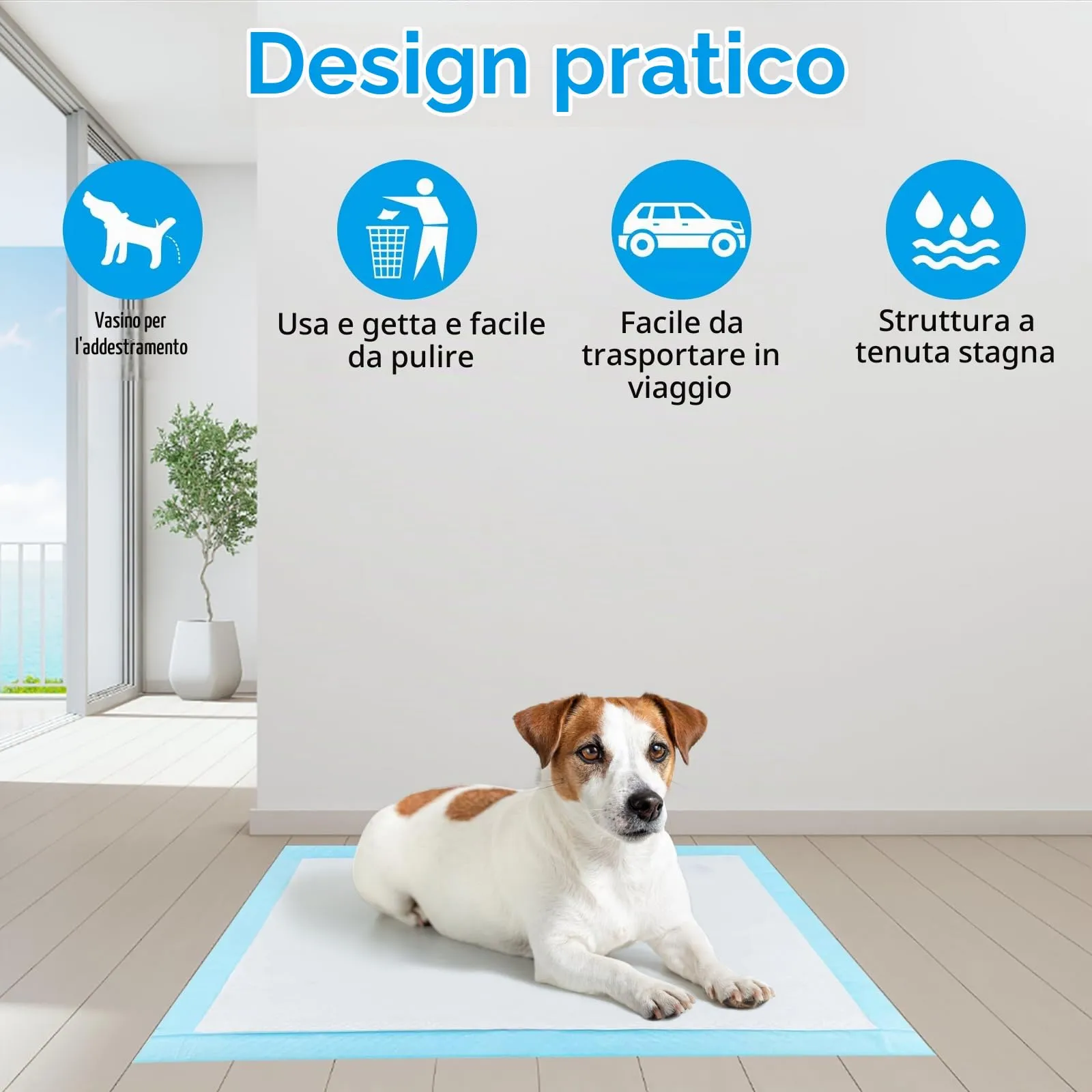 YAMAIDUO 100 Pezzi Tappetini Igienici per Cani, 60 x 60cm Traverse Cani, 5 Strati Tappetini Assorbenti per Cani, Tappetini Cane Superficie ad Asciugatura Rapida - immagine 5