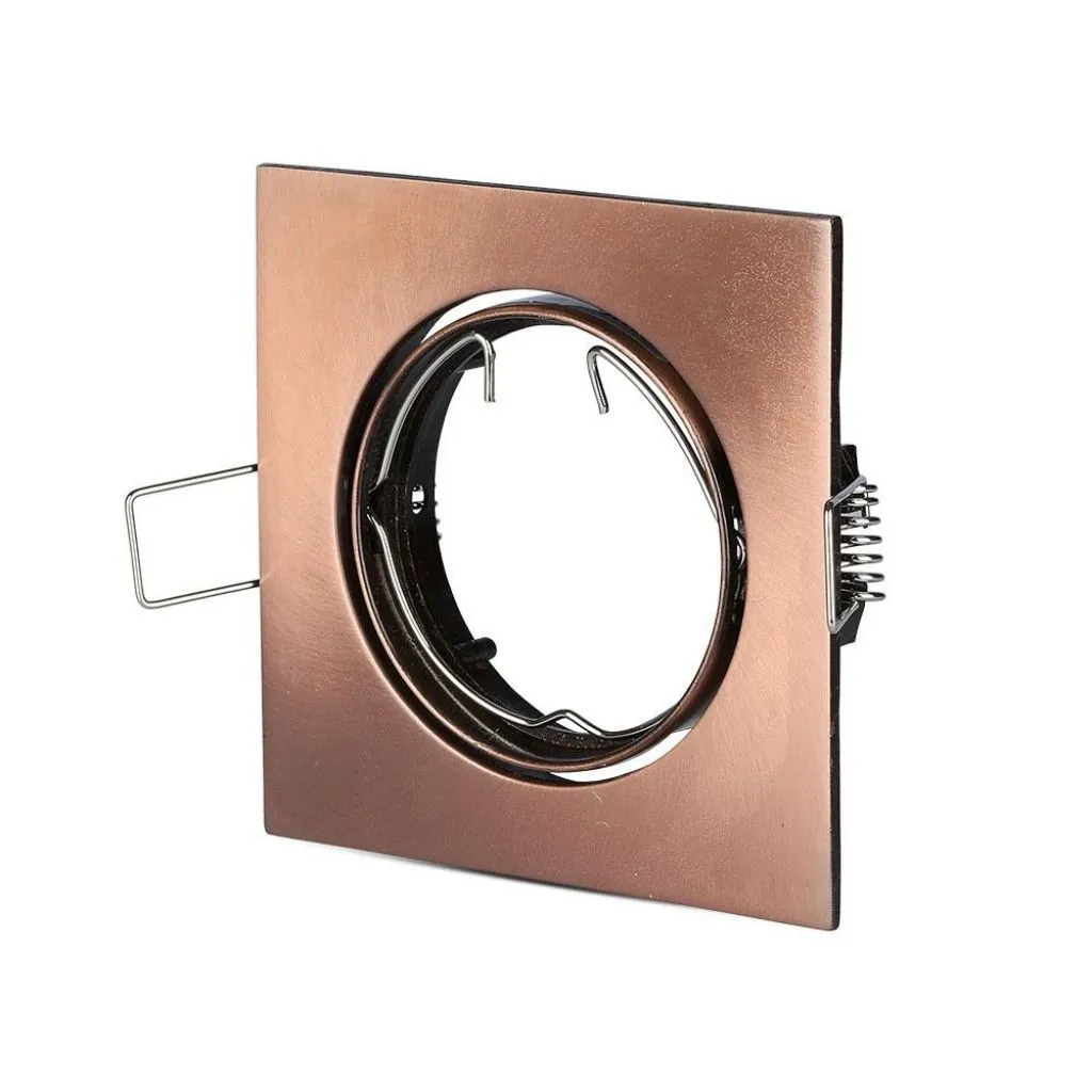 V-TAC Portafaretto LED da Incasso Quadrato GU10 e GU5.3 (MR16) Colore Bronzo Orientabile - immagine 1