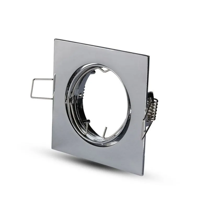 V-TAC Portafaretto LED da Incasso Quadrato GU10 e GU5.3 (MR16) Colore Cromato Orientabile - immagine 1