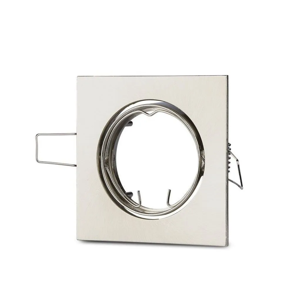 V-TAC Portafaretto LED da Incasso Quadrato GU10 e GU5.3 (MR16) Colore Nichel Satinato Orientabile - immagine 1
