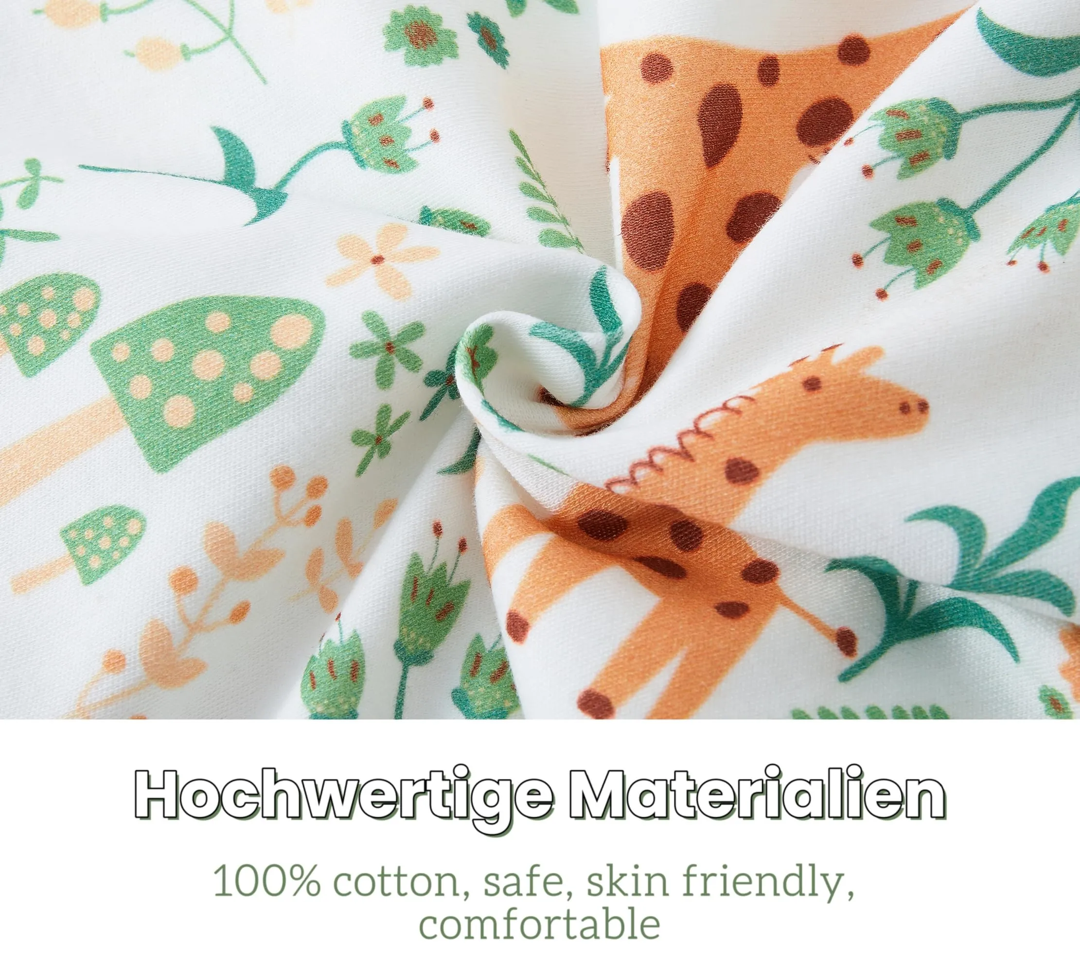 Chilsuessy - Sacco nanna unisex in cotone con giraffa, 1,5 tog, 90 cm, altezza del bambino 95 – 105 cm, per neonati e bambini - immagine 7