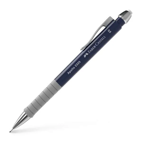Matita meccanica Faber-Castell Apollo - Mina da 05 mm - Impugnatura ergonomica - Gomma integrata - Corpo blu scuro - immagine 1