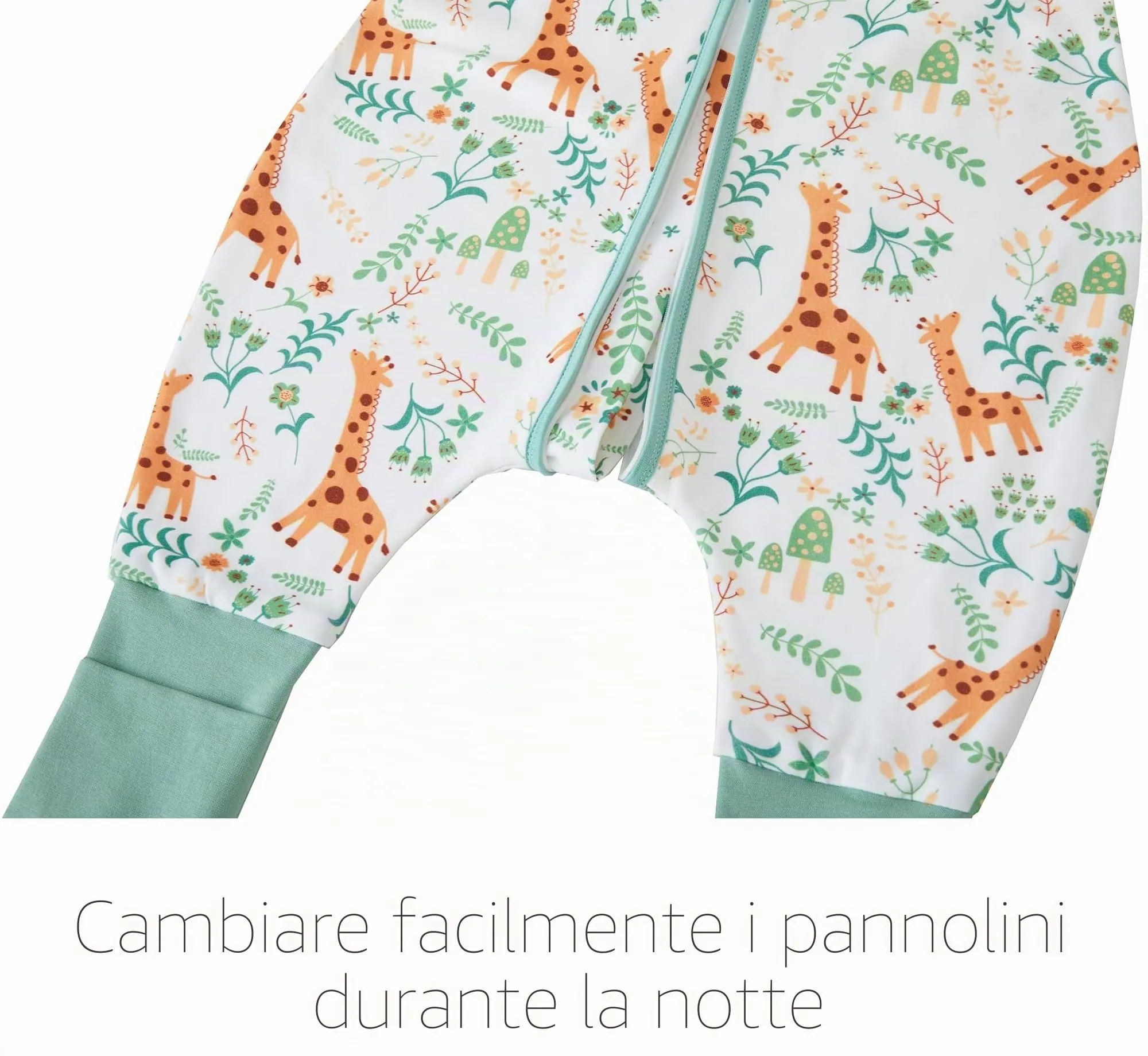Chilsuessy Sacco nanna con gambe 1,5 tog, 70 cm, altezza bambino 75-85 cm, giraffa, cotone, unisex, per tutto l'anno - immagine 5