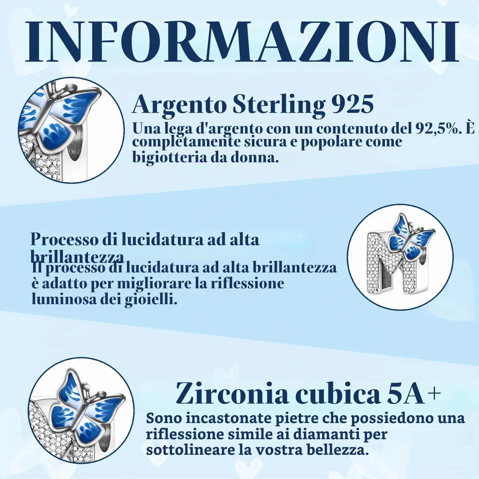 XWN Lettera Bead Charm Ciondolo Alfabeto Argento Sterling 925 con Cubic Zirconia Pendenti per Pandora Braccialetti, Compatibile con Braccialetti e Collane europei - immagine 6