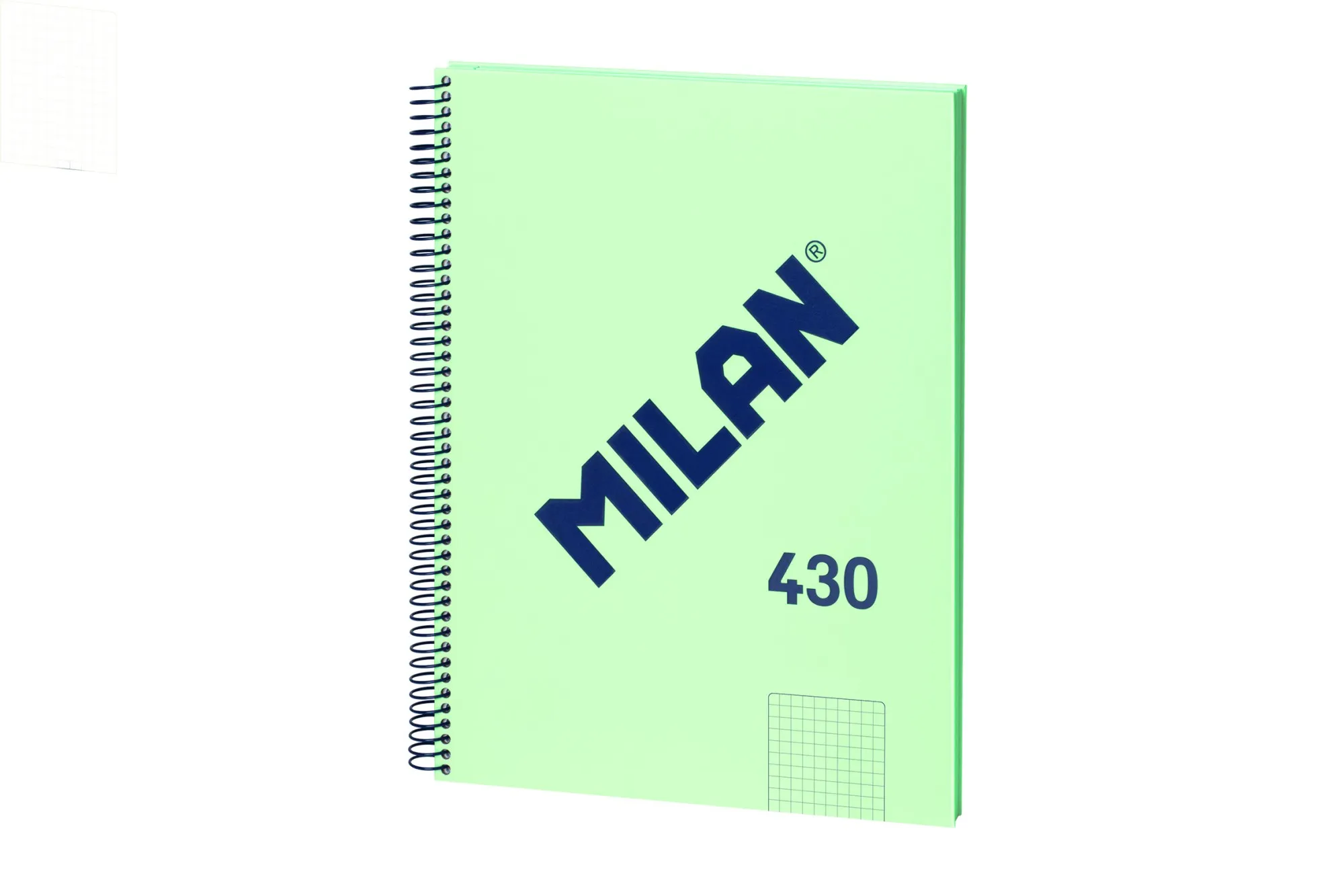 Quaderno Spirale Milan Formato A4 con Griglia 5x5mm - 80 Fogli da 95 gr/mq - Microperforato 4 Fori - Colore Verde - immagine 1