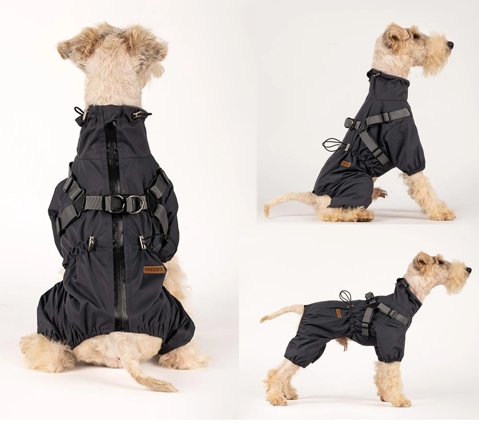 BT Bear Pettorina impermeabile per cani, regolabile a 4 gambe, con imbracatura riflettente, impermeabile, per cani di taglia media e grande, nero, 3XL - immagine 7