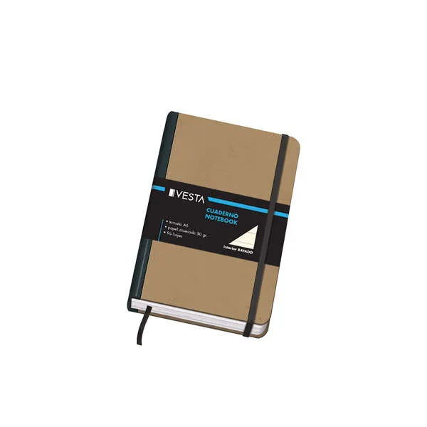 Quaderno in cartone Dohe con angoli arrotondati - 96 fogli di carta color crema da 80 g/m² - Copertina in tre pezzi con dorso in tessuto - Chiusura elastica e nastro adesivo - immagine 1