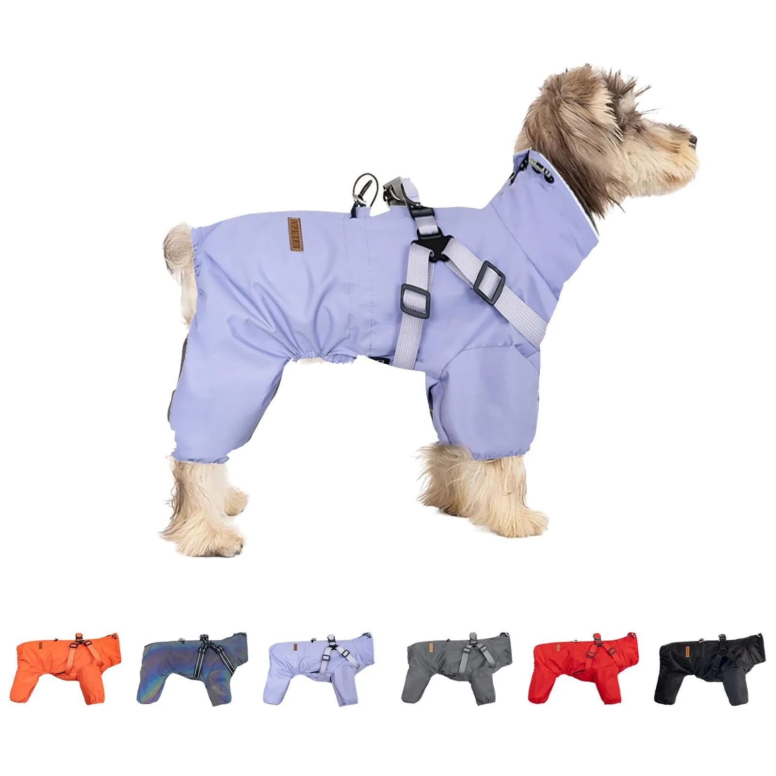 BT Bear Impermeabile con Pettorina per Cani, Giacca Regolabile a 4 Zampe per Cani con Pettorina Riflettente Tuta Impermeabile per Cani di Taglia Media e Grande, Viola 5XL - immagine 4