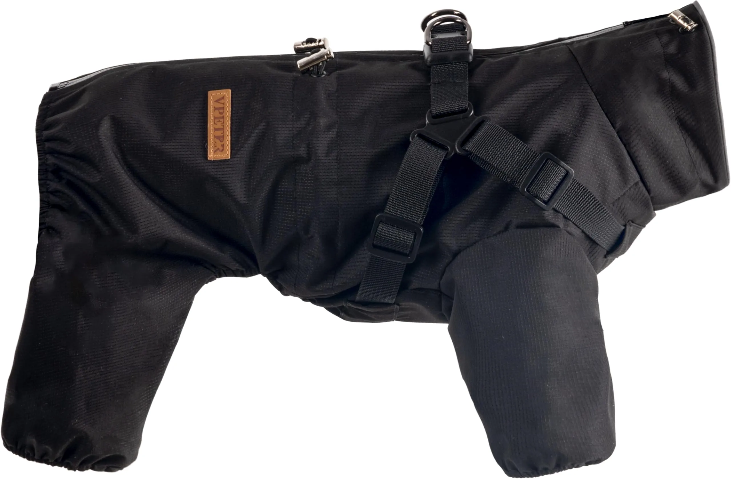BT Bear Cappotto Impermeabile per Cani con Imbracatura, Giacca Regolabile a 4 Gambe con Imbracatura Tuta Riflettente Impermeabile per Cani Piccoli, Nero Taglia S - immagine 1