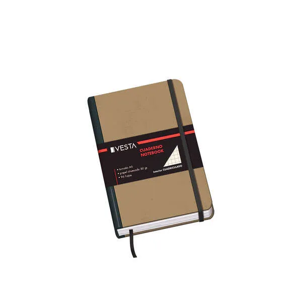 Quaderno Dohe con copertina rigida e angoli arrotondati - 96 fogli di carta color crema da 80 g/m² - Copertina in tre pezzi con dorso in tessuto - Chiusura elastica e segnalibro a nastro - immagine 1