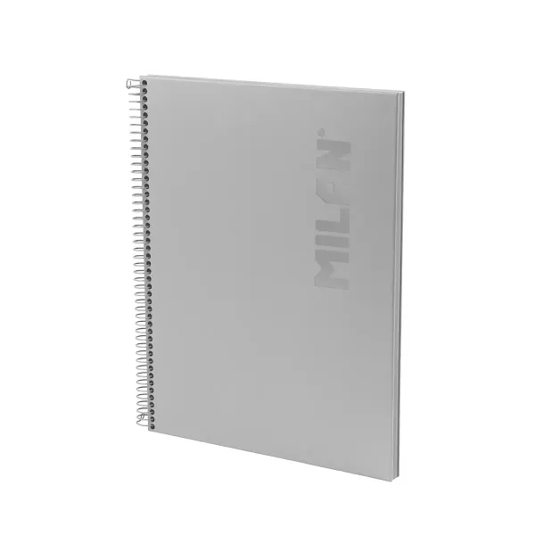 Quaderno a spirale Milan Shadow formato A4 rigatura a 1 riga - 80 fogli di carta da 95 g/m² microforata e con 4 fori - Copertina rigida - Grigio - immagine 1