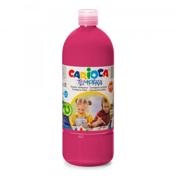 Tempera Carioca Flacone 1000ml - Colori Super Lavabili - Facili da Miscelare - Applicabili su Materiali Porosi - Elevata Opacità - Colore Rosa - immagine 1