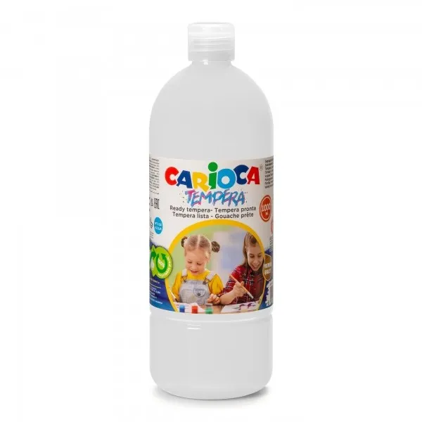 Tempera Carioca Flacone 1000ml - Colori Super Lavabili - Facili da Miscelare - Applicabili su Materiali Porosi - Elevata Opacità - Colore Bianco - immagine 1