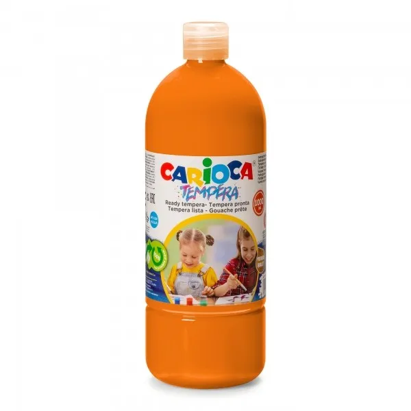 Tempera Carioca Flacone 1000ml - Colori Super Lavabili - Facili da Miscelare - Applicabili su Materiali Porosi - Elevata Opacità - Colore Arancio - immagine 1