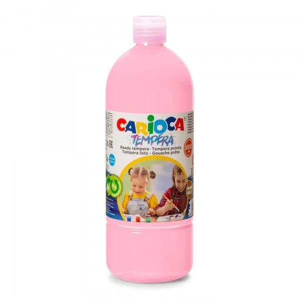 Tempera Carioca Flacone 1000ml - Colori Super Lavabili - Facili da Miscelare - Applicabili su Materiali Porosi - Elevata Opacità - Colore Rosa - immagine 1