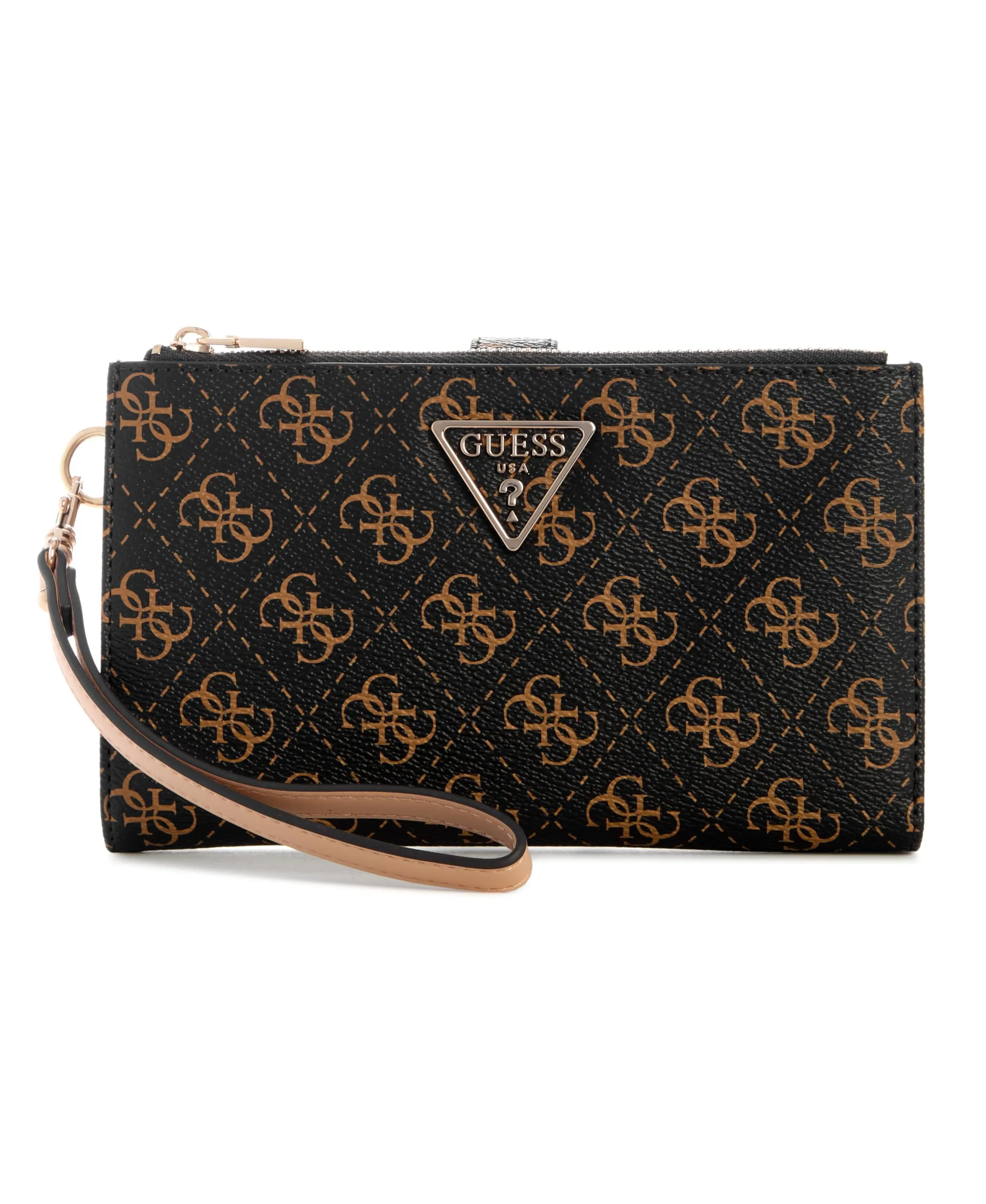 GUESS Laurel II - Portafoglio da donna con doppia cerniera, organizer, Logo marrone, Taglia unica - immagine 1