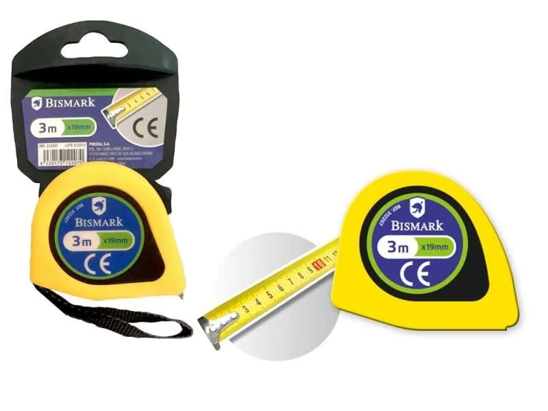 Flessometro Bismark resistente 3 m per casa e ufficio - Nastro da polso - Include freno - Colore giallo - immagine 1