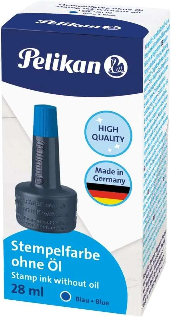 Flacone di inchiostro Pelikan per timbri 28 ml - Senza olio - Asciugatura rapida - Resistente all'acqua - Blu intenso - immagine 1