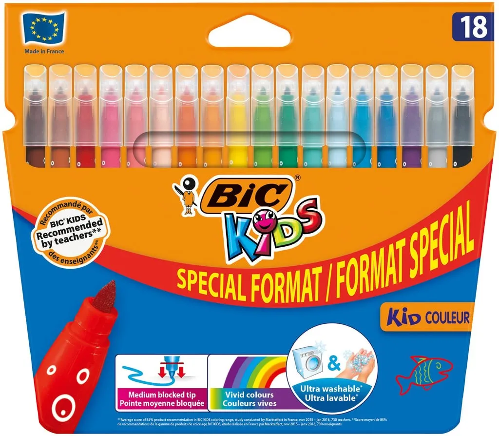 Bic Kids Couleur Confezione da 18 Pennarelli - Punta Media - Lavabili - Colori Assortiti - immagine 1