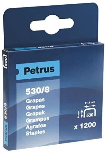 Petrus 530/8 Graffette in Rame per spillatrice - Scatola da 1200 Graffette - Perno 8mm - immagine 1