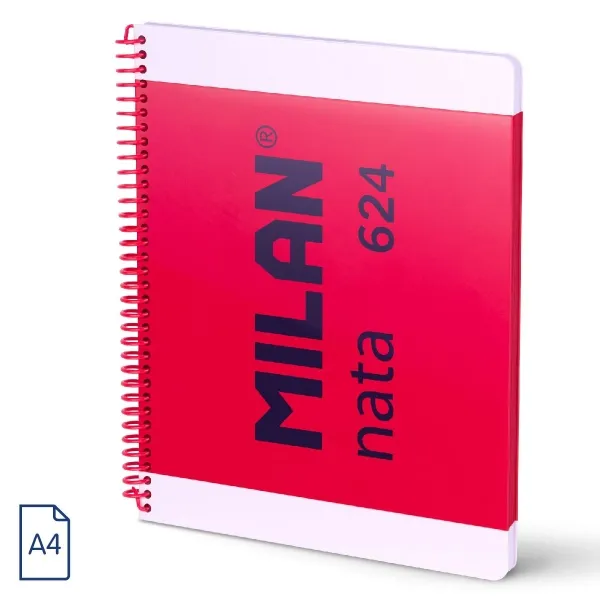 Quaderno a spirale Milan Nata 624 formato A4 a righe 7 mm - 80 fogli da 95 g/m2 - Microperforato 4 fori - Colore rosa - immagine 1