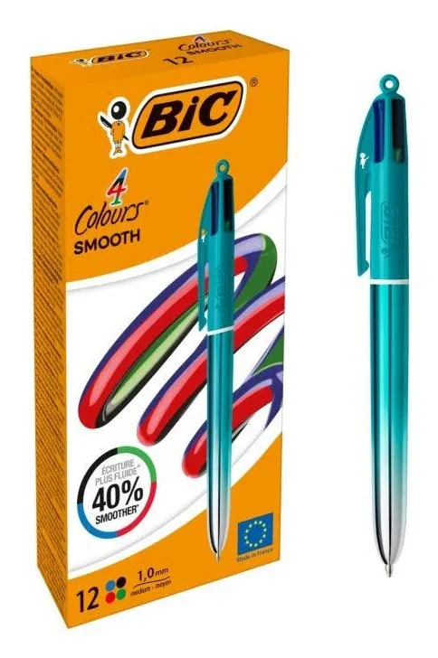BIC Colors Smooth Nero Blu Verde Rosso Penna a sfera retrattile girevole Medio 12 pz - immagine 1