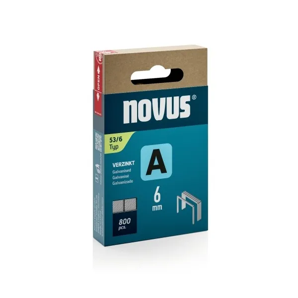 Novus A Tipo 53 confezione da 800 punti metallici zincati 53/6 - perno da 6 mm - immagine 1