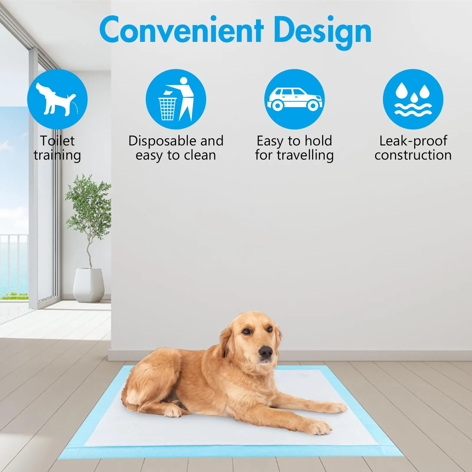 YAMAIDUO 60 Pezzi Tappetini Igienici per Cani, 90 x 60cm Traverse Cani, 5 Strati Tappetini Assorbenti per Cani, Tappetini Cane Superficie ad Asciugatura Rapida - immagine 5
