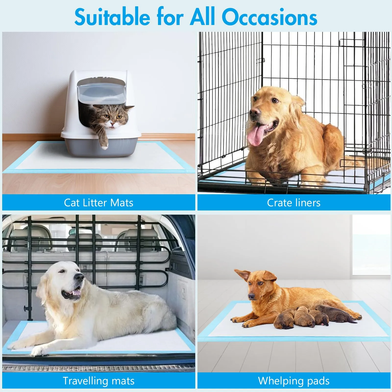 YAMAIDUO 60 Pezzi Tappetini Igienici per Cani, 90 x 60cm Traverse Cani, 5 Strati Tappetini Assorbenti per Cani, Tappetini Cane Superficie ad Asciugatura Rapida - immagine 7