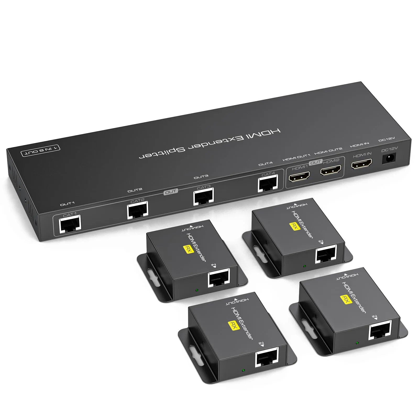 VEDINDUST Extender HDMI splitter 1 ingresso 6 uscite su Cat6/7 Ethernet HDMI fino a 50M 165ft con 2 uscite Loop Supporta la gestione EDID 1080P60Hz POC - immagine 1