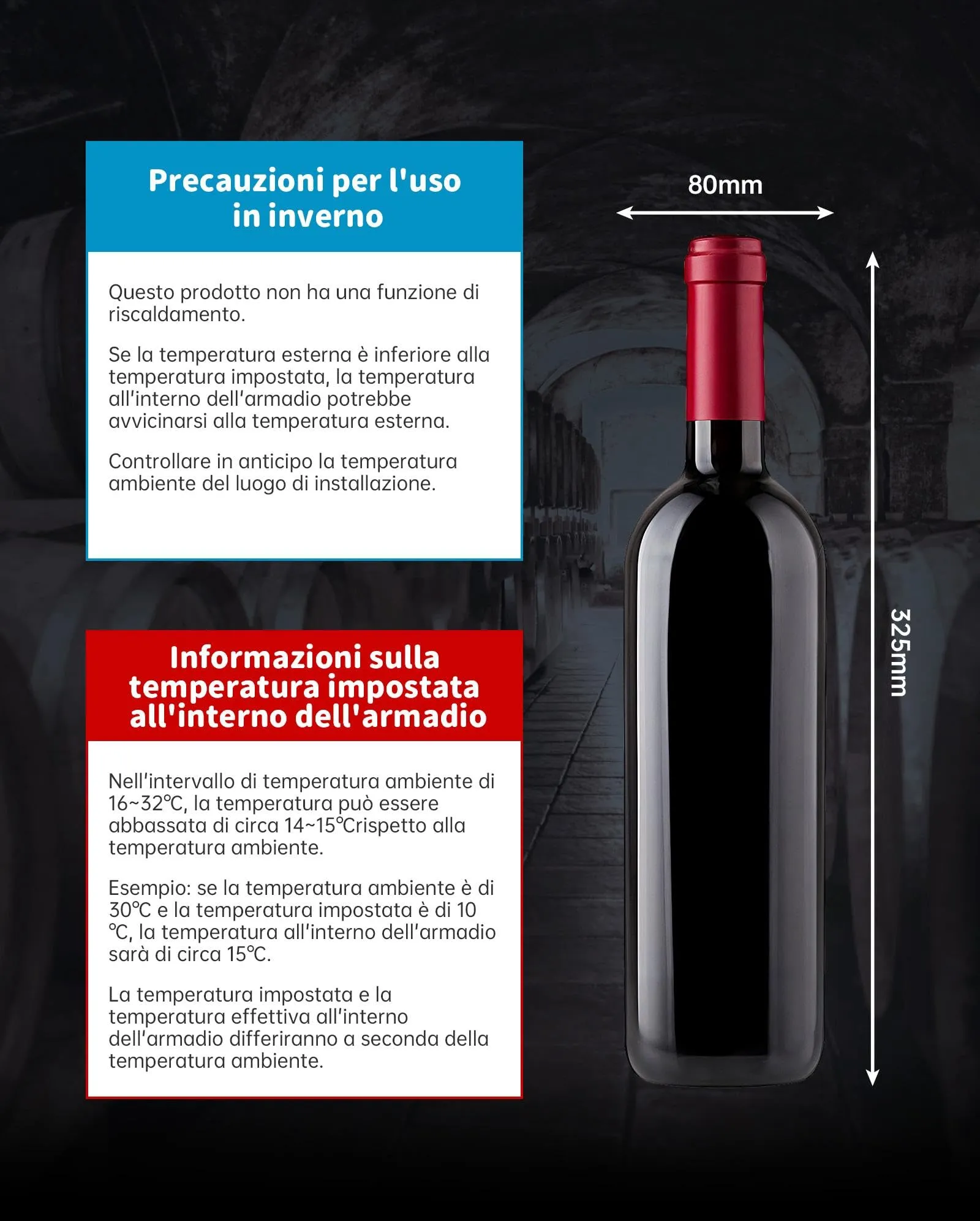 WIE Cantinetta Vino 12 Bottiglie, Raffreddamento Termoelettrico, Cantina Vino con LED Schermo tattile, Porta in Vetro a Specchio, 5 Ripiani Regolabili, Luce LED, 26 dB Basso Livello di Rumore, 33L - immagine 9