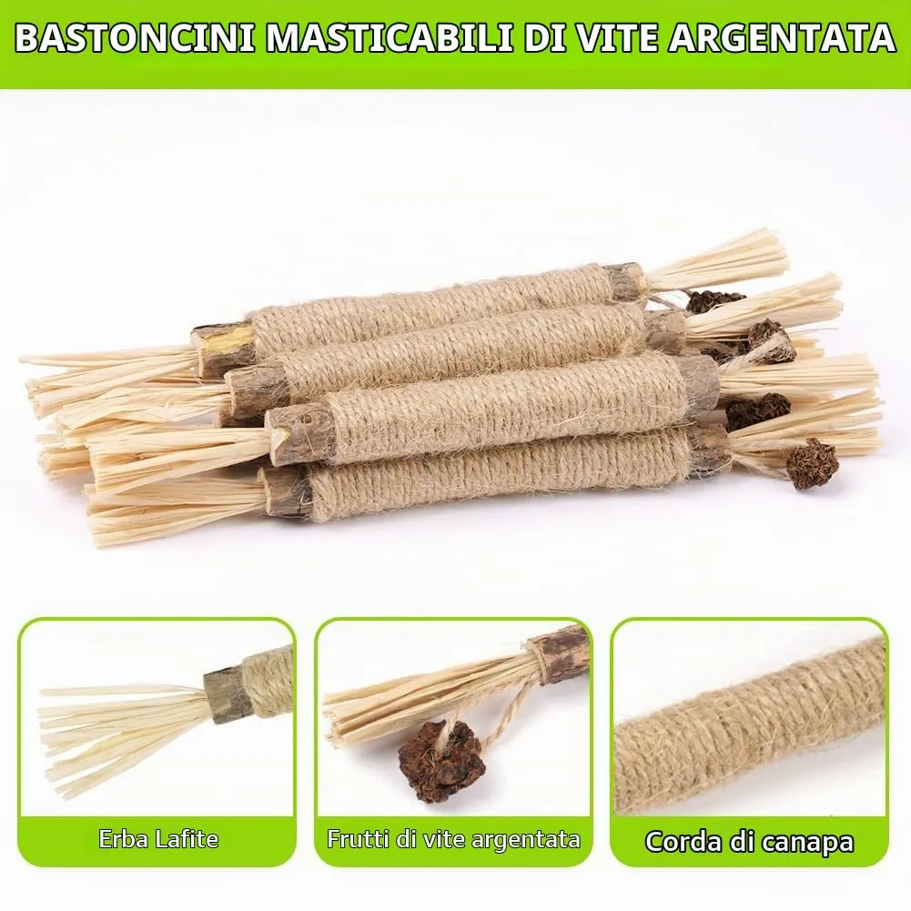 OSDUE Bastoncini Cura Denti per Gatti, 21Pz Dental Stick, Giocattolo di Erba Gatta Matatabi Stick Contro Alito Cattivo per Dental Care Pratica Bastoncini da Masticare Naturale, con 6 Frutta Erba Gatta - immagine 3