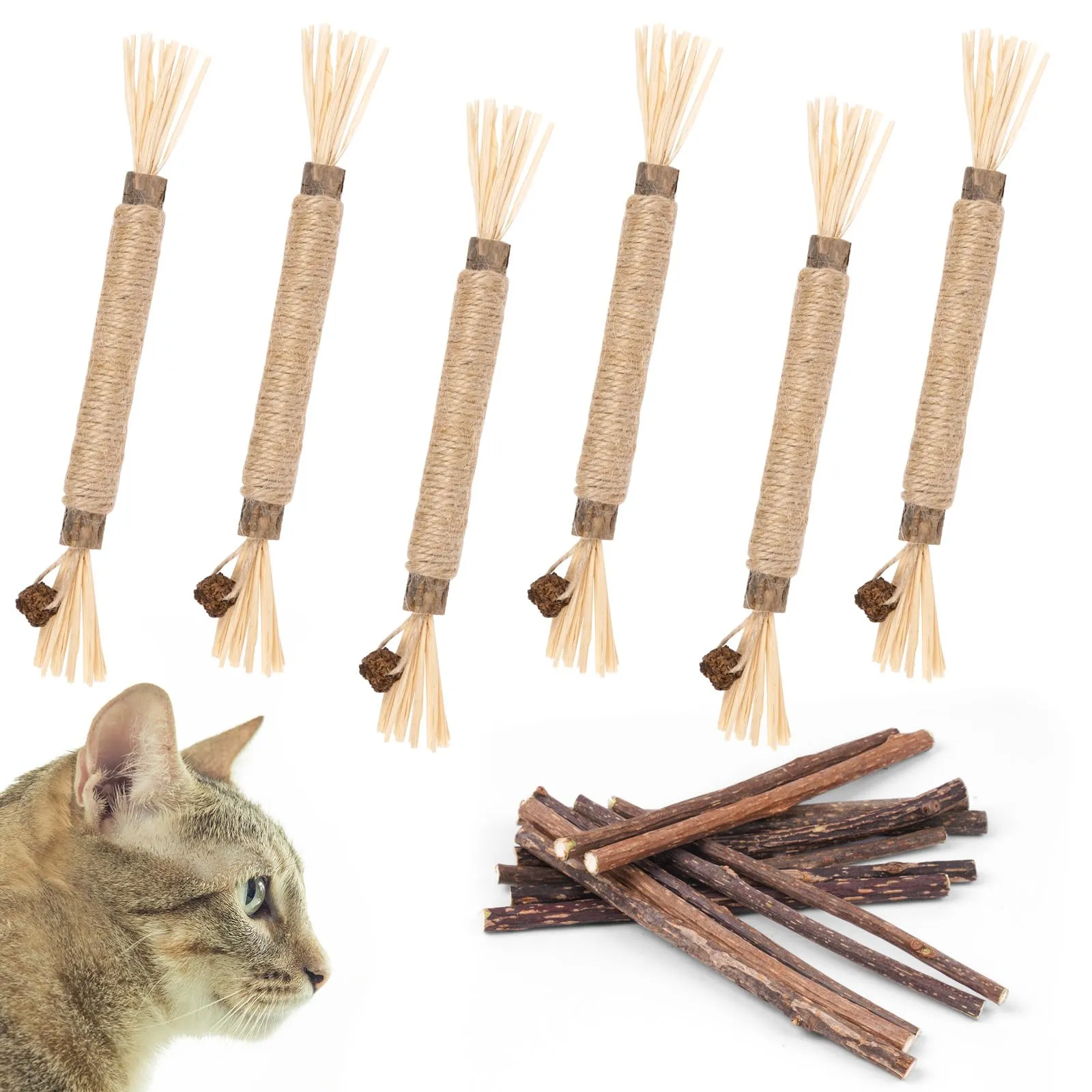 OSDUE Bastoncini Cura Denti per Gatti, 21Pz Dental Stick, Giocattolo di Erba Gatta Matatabi Stick Contro Alito Cattivo per Dental Care Pratica Bastoncini da Masticare Naturale, con 6 Frutta Erba Gatta - immagine 8