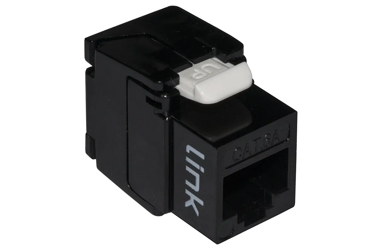 Presa Rete Keystone Jack Rj45 Categoria 6A Utp Tooless Colore Nero 180° Contatti Dorati 50 Micron - immagine 1