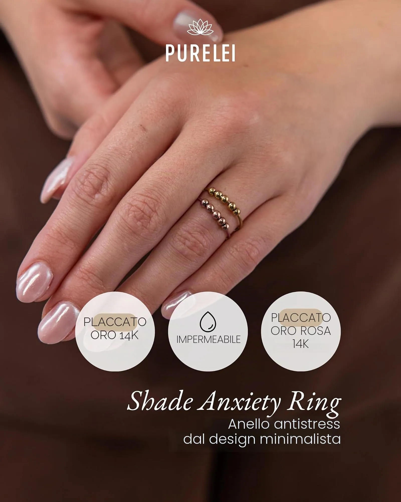 Purelei® Shade Anxiety - Anello da donna in acciaio inox resistente, regolabile, misura 50 – 60, gioiello alla moda per il tuo look personalizzato, 60-66, Acciaio inossidabile - immagine 2