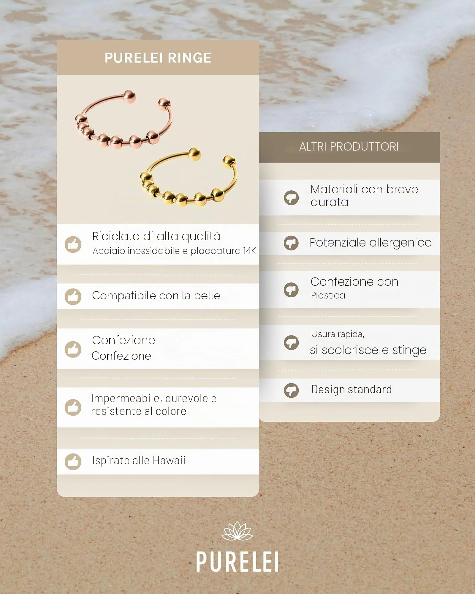 Purelei® Shade Anxiety - Anello da donna in acciaio inox resistente, regolabile, misura 50 – 60, gioiello alla moda per il tuo look personalizzato, 60-66, Acciaio inossidabile - immagine 4
