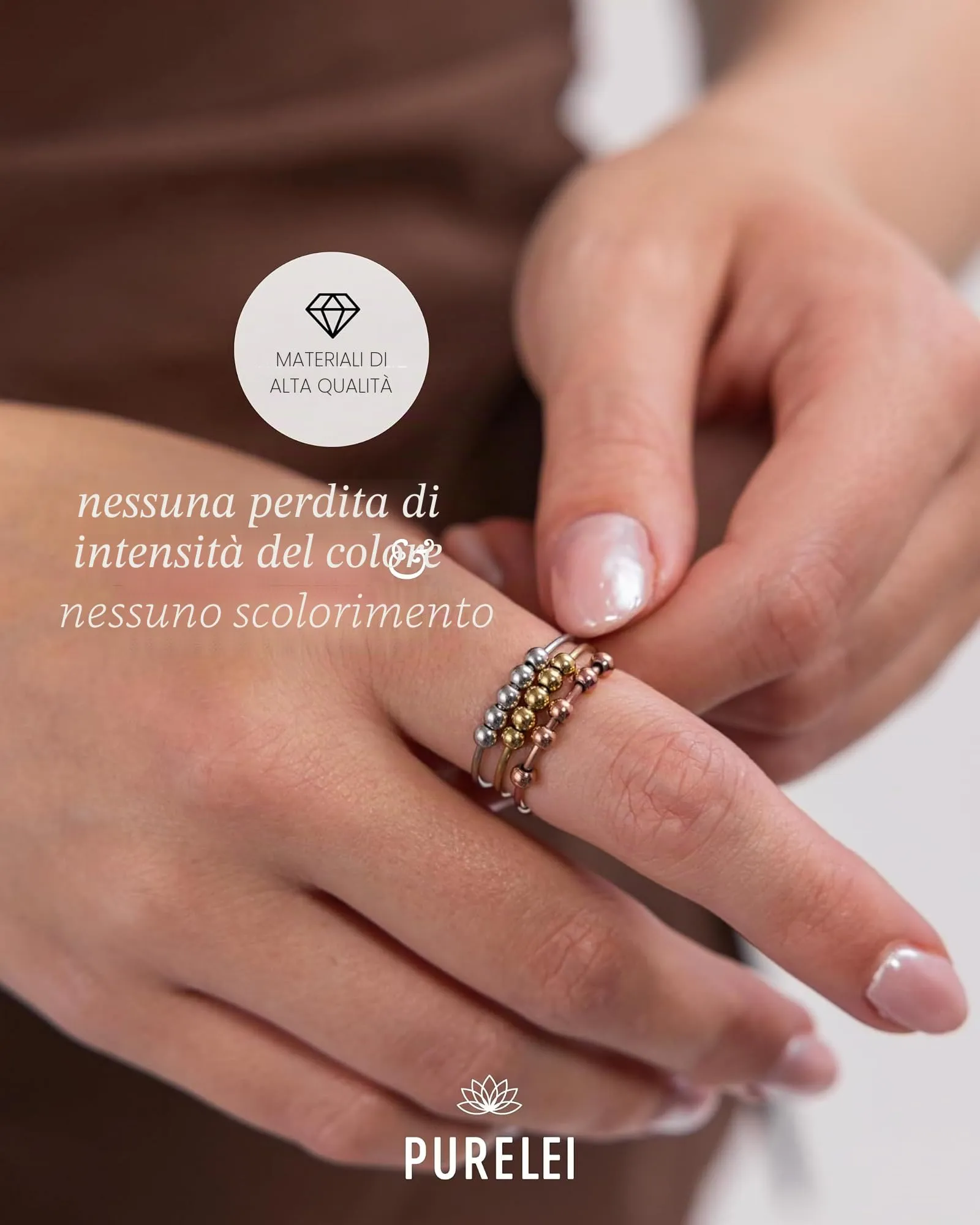 Purelei® Shade Anxiety - Anello da donna in acciaio inox resistente, regolabile, misura 50 – 60, gioiello alla moda per il tuo look personalizzato, 60-66, Acciaio inossidabile - immagine 5