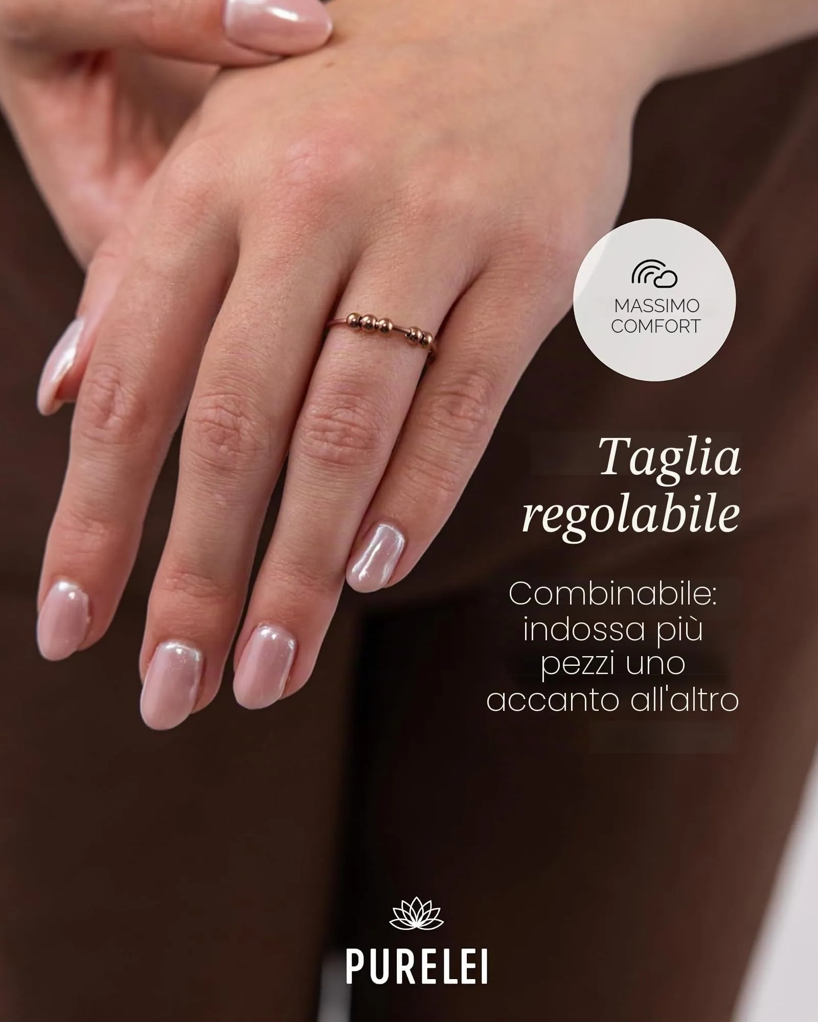 Purelei® Shade Anxiety - Anello da donna in acciaio inox resistente, regolabile, misura 50 – 60, gioiello alla moda per il tuo look personalizzato, 60-66, Acciaio inossidabile - immagine 6