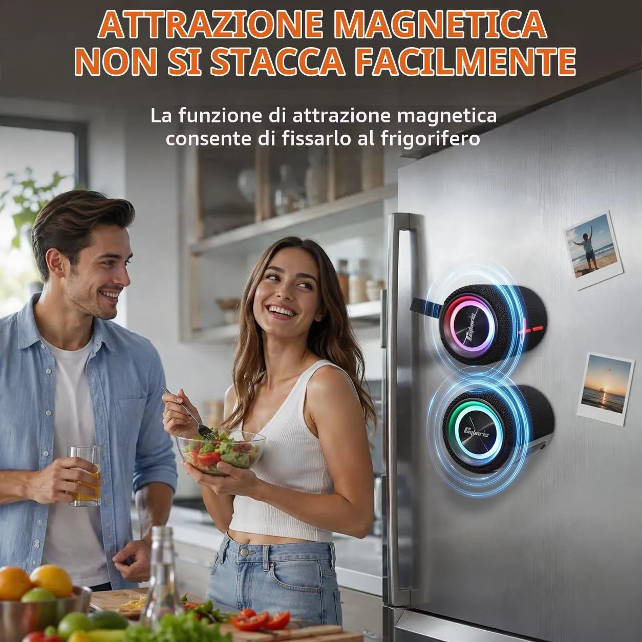 Altoparlante Bluetooth doppio, 2 in 1, magnetico, IPX6, impermeabile, con audio stereo Loud da 20 W, Bluetooth V5.3, 24H Playtime, Multiple Pairing for Home, Outdoor or Travel - immagine 4
