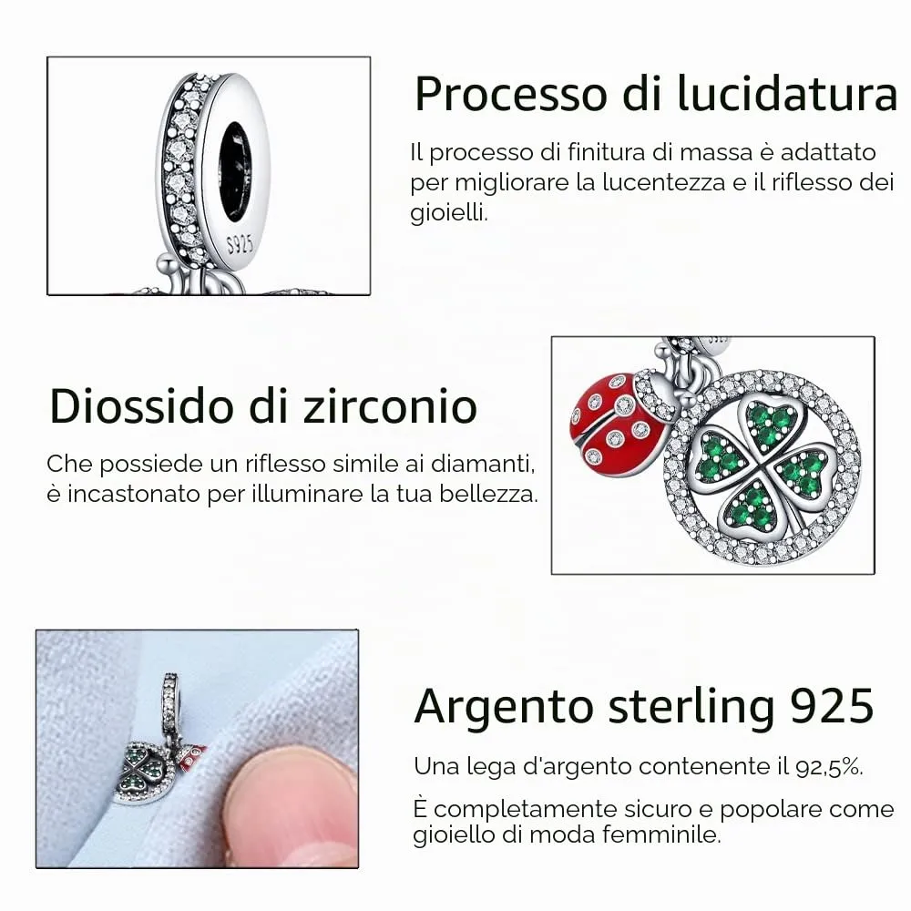 XWN Ciondolo Argento Sterling 925 con Cubic Zirconia Pendenti per Pandora Braccialetti, Compatibile con Braccialetti e Collane europei, perfetto Regali per Moglie e Ragazze - immagine 5