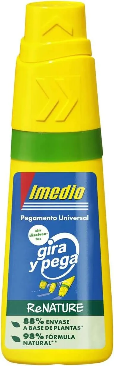 Imedio Rotate and Glue Renature Colla Universale Senza Solventi 35ml - Applicatore Rotante a 3 Posizioni - Confezione 88% Vegetale - immagine 1