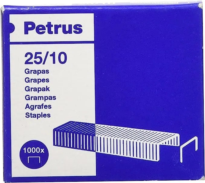 Petrus Scatola da 1000 Punti Metallici 25/10 Zincati - Fino a 60 Fogli - Perno da 10 mm - immagine 1