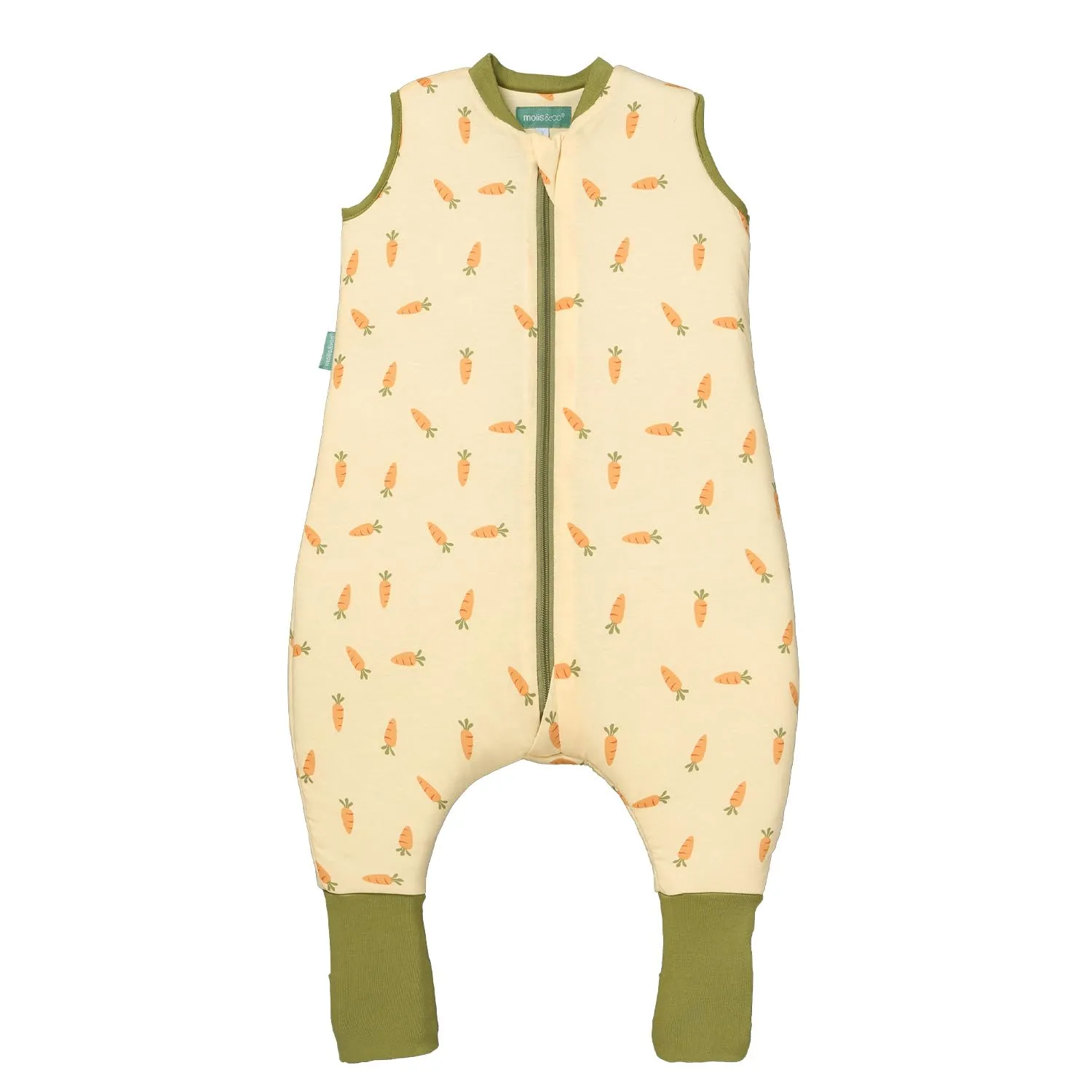 molis&co - Sacco Nanna con piedini e calzini - Sacco nanna invernale per Bambini - Sacchi Nanna 2.5 tog con piedini - 100% Cotone (Oeko-TEX 100) (Carrots, 6 mesi) - immagine 1