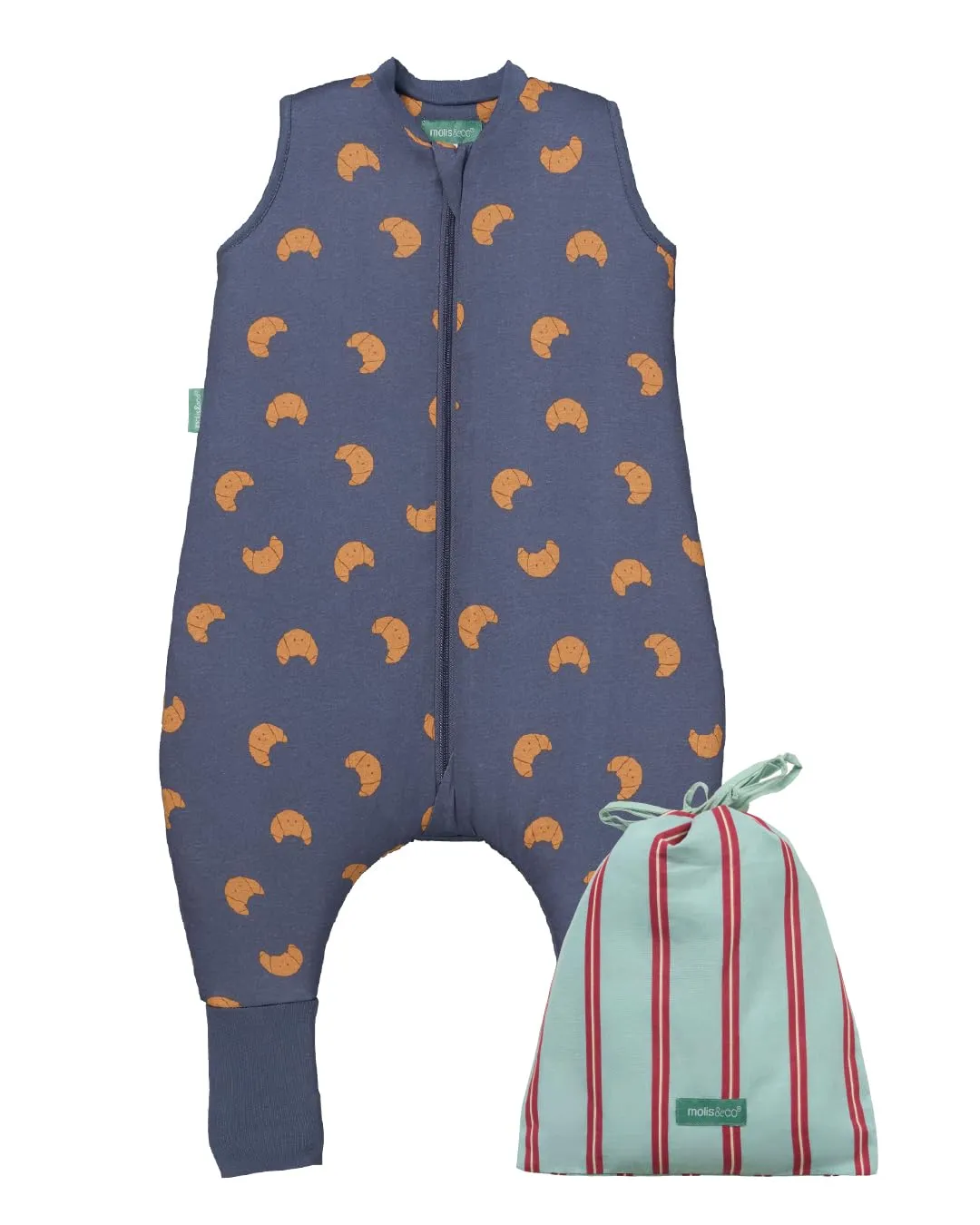 molis&co - Sacco Nanna con piedini e calzini - Sacco nanna invernale per Bambini - Sacchi Nanna 2.5 tog con piedini - 100% Cotone (Oeko-TEX 100) (Croissants, 2 anni) - immagine 1